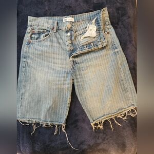 Zara Retro Cycling Shorts Womens Size 6 Bermuda Lengtra Distressed Denim Shorts